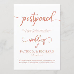 Anúncio de casamento adiado Rosa Elegante Dourado