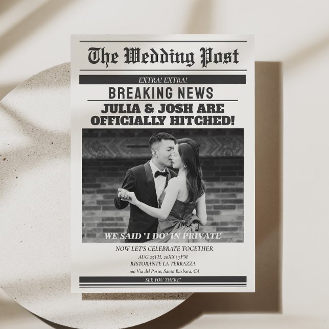 Anúncio de Casamento às Pressas em Jornais (wedding announcement newspapers invite)
