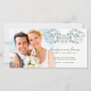 Anúncio de Casamento Azul Floral Flourish Elegante