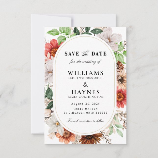 Anúncio de Casamento Botânico Romântico (Frente)
