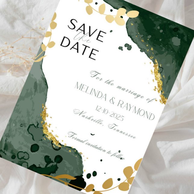 Anúncio de Casamento Botânico Verde Luxuoso (Criador carregado)