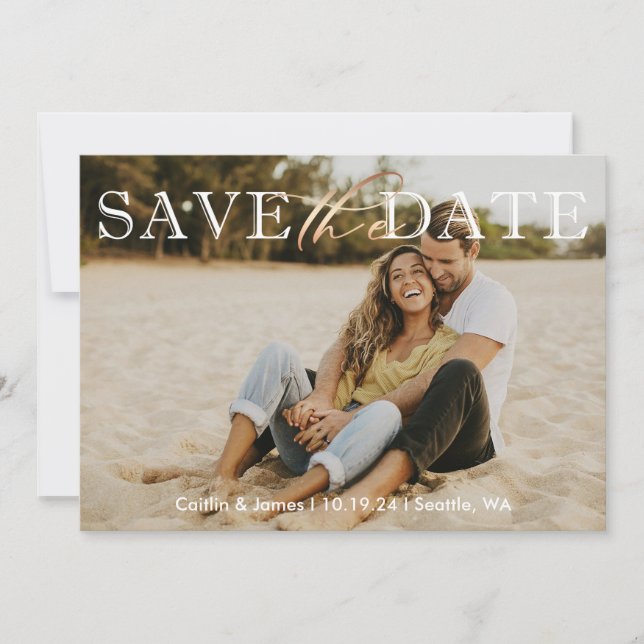 Anúncio de casamento cartão de Salve a Data com fo (Frente)