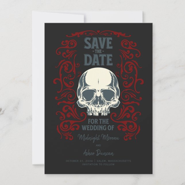 Anúncio de Casamento Caveira Gótica (Frente)