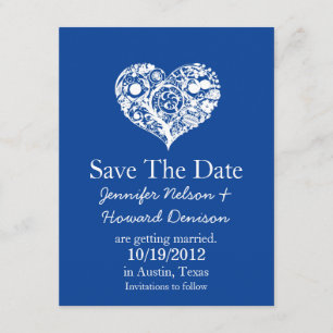 Anúncio de casamento Chic Blue & White Heart