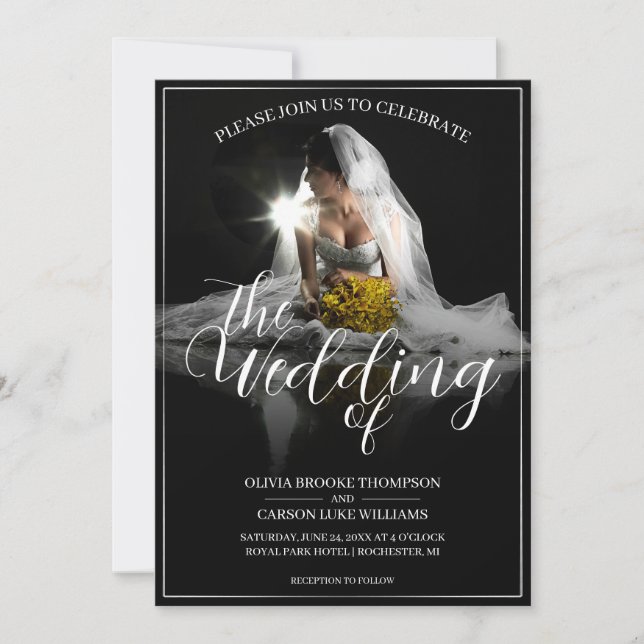 Anúncio de casamento com a noiva sentada - Clássic (Frente)