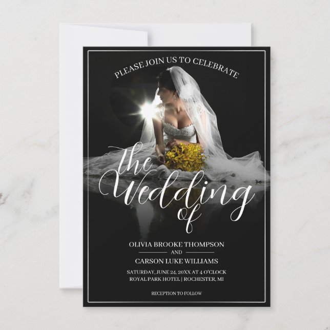 Anúncio de casamento com a noiva sentada - Clássic (Frente)