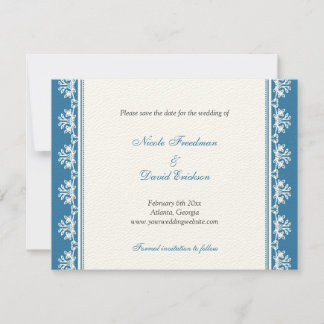Anúncio de casamento com borda de filigrana azul é