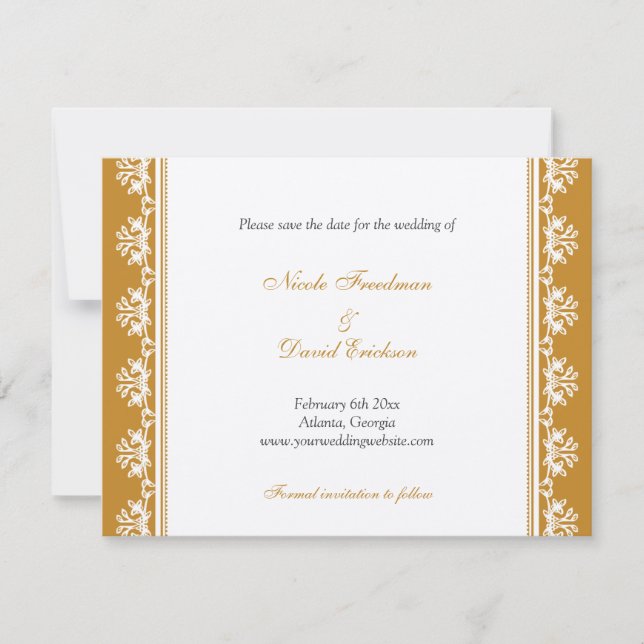 Anúncio de casamento com borda de filigrana marrom (Frente)
