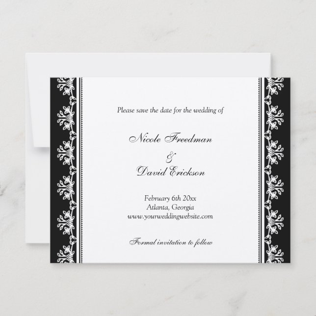Anúncio de casamento com bordadura de filigrana pr (Frente)