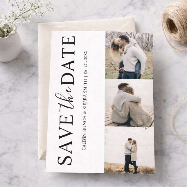 Anúncio de Casamento com Colagem de Fotos "Salve a (Criador carregado)