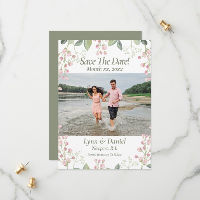 Anúncio de casamento com data para salvar foto (Frente/Verso In Situ)