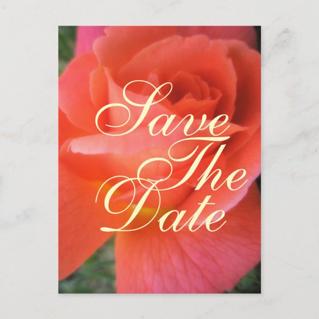 Anúncio de casamento com data para salvar rosa de  (Frente)