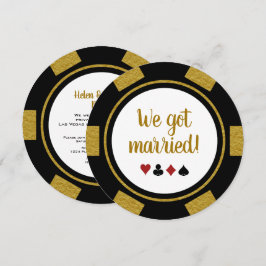 Anúncio de Casamento com Ficha de Poker Preto e Do