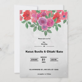 Anúncio de Casamento com Flor Cinza e Vermelha