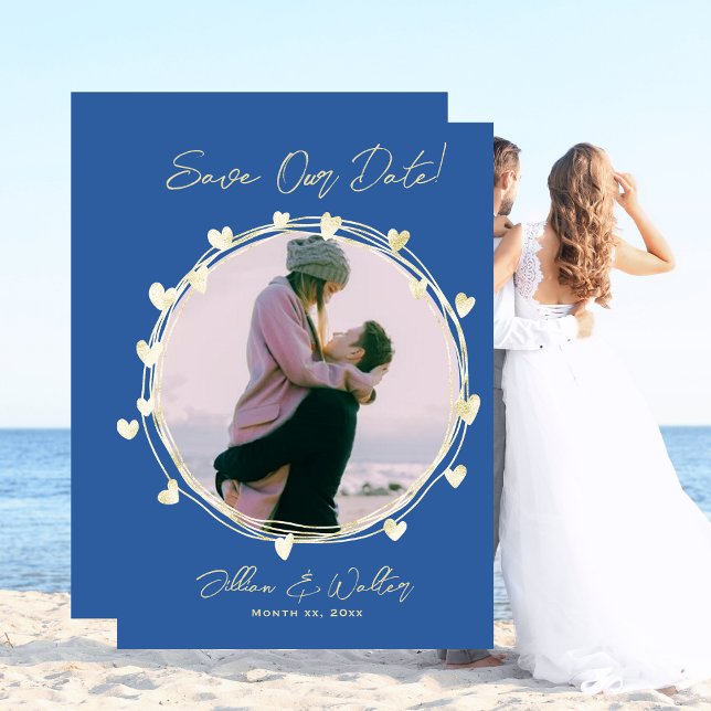 Anúncio de Casamento com Foto, Azul, Nomes, (Criador carregado)