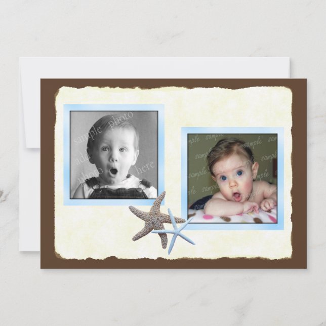 Anúncio de casamento com foto de bebê dele e dela (Frente)