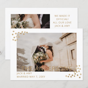 Anúncio de Casamento com Foto de Confetes de Ouro 