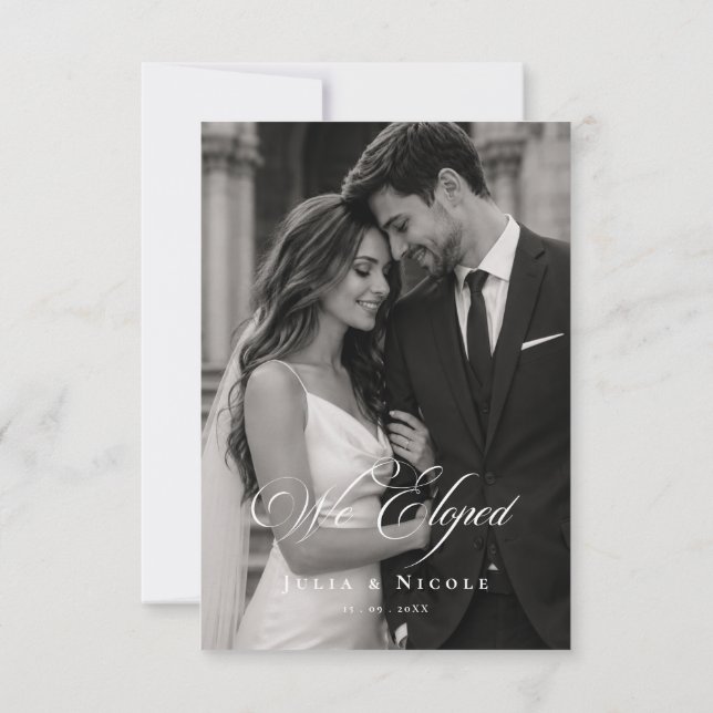 Anúncio de Casamento com Foto de Fuga Clássica (Verso)