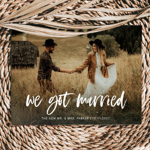 Anúncio de Casamento com Foto em Estilo Rústico e 