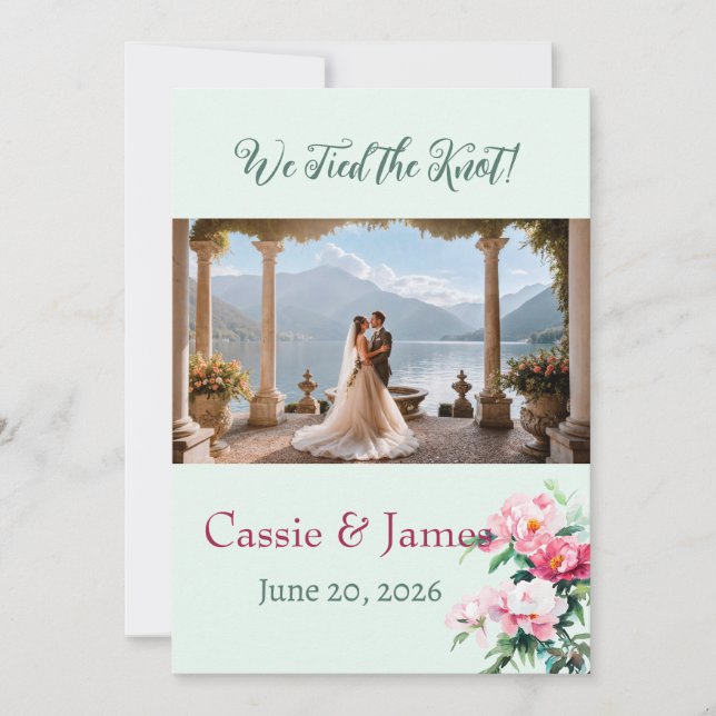 Anúncio de Casamento com Foto Floral Romântica (Frente)