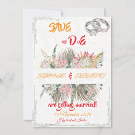 Anúncio de Casamento com Grama Pampas Terracota