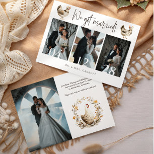 Anúncio de Casamento com Múltiplas Fotos de Frango