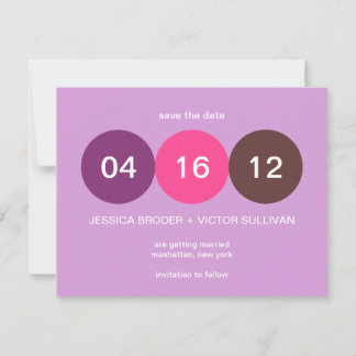 Anúncio de casamento com ponto rosa roxo, salve a
