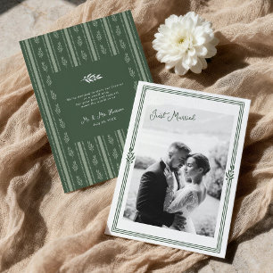 Anúncio de Casamento com Ramo de Oliveira em Verde
