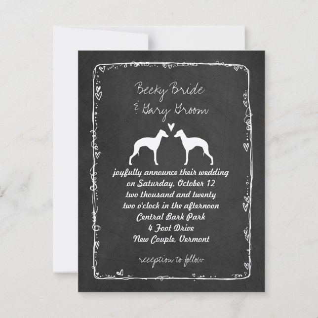 Anúncio de Casamento com Silhuetas de Galgo Italia (Frente)