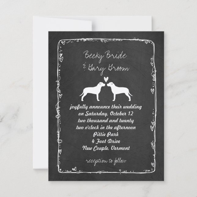 Anúncio de Casamento com Silhuetas de Pit Bull (Frente)