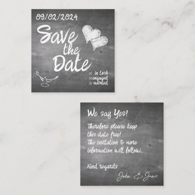 Anúncio de Casamento com Tipografia de Quadro Negr (Frente/Verso)
