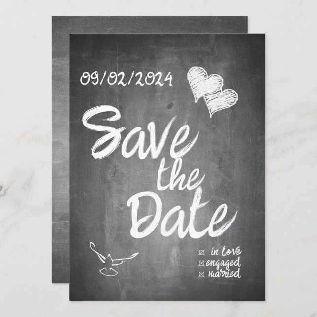 Anúncio de Casamento com Tipografia de Quadro Negr (Frente/Verso)