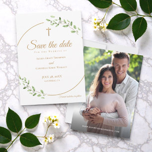 Anúncio de Casamento Cristão Botânico Elegante