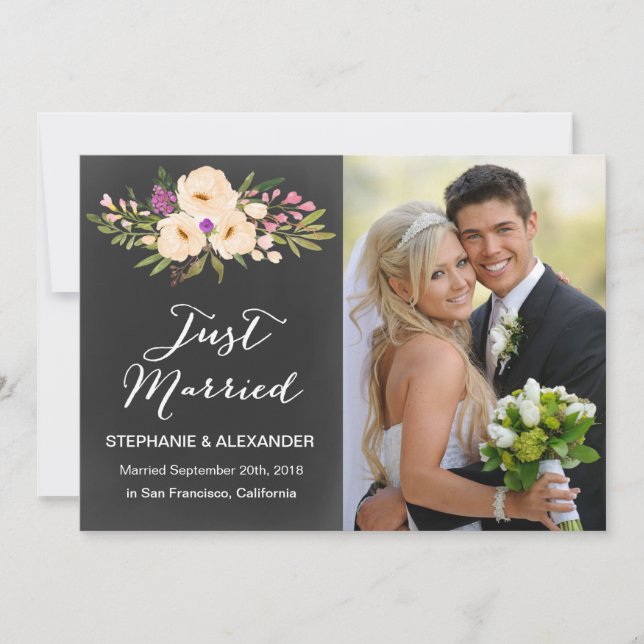 Anúncio de Casamento de Anêmonas de Aquarela Chalk (Frente)