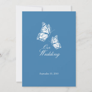 Anúncio de casamento de borboletas azuis simples