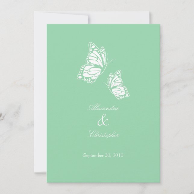 Anúncio de casamento de borboletas verdes simples (Frente)