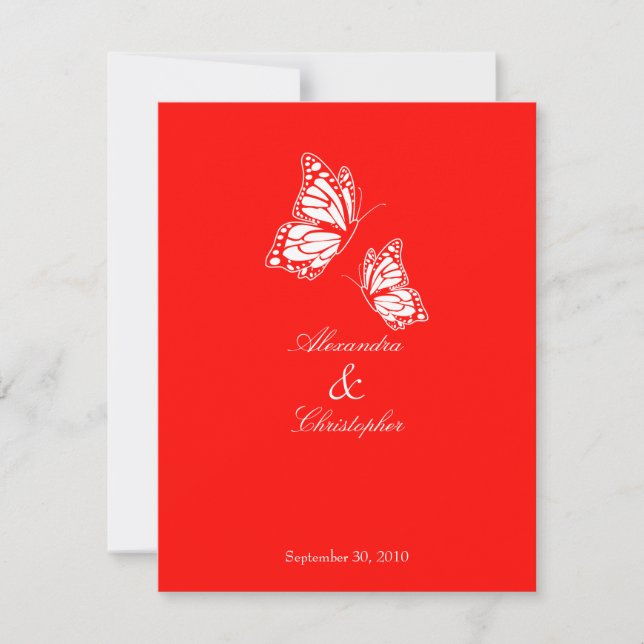 Anúncio de casamento de borboletas vermelhas simpl (Frente)