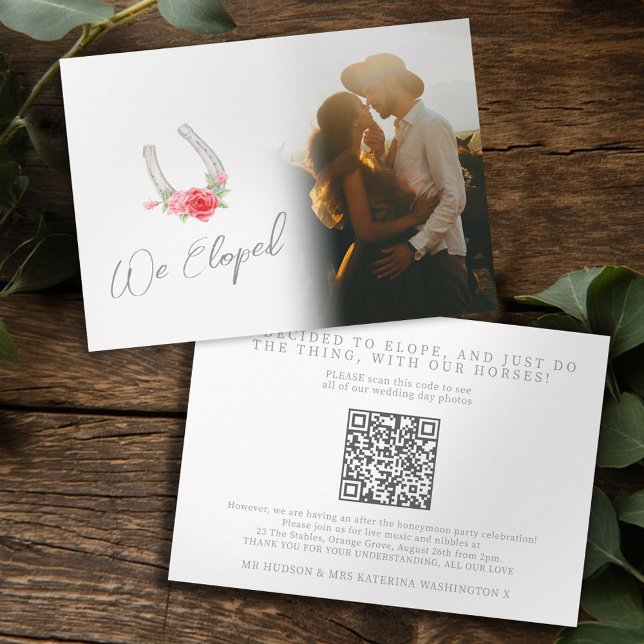Anúncio de casamento de cavalos e rosas Fotos QR (Criador carregado)