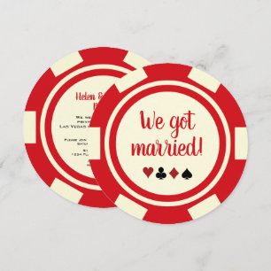 Anúncio de Casamento de Chip de Poker Branco