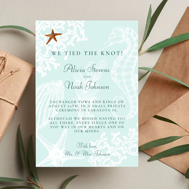 Anúncio de casamento de destino da praia costeira (Criador carregado)