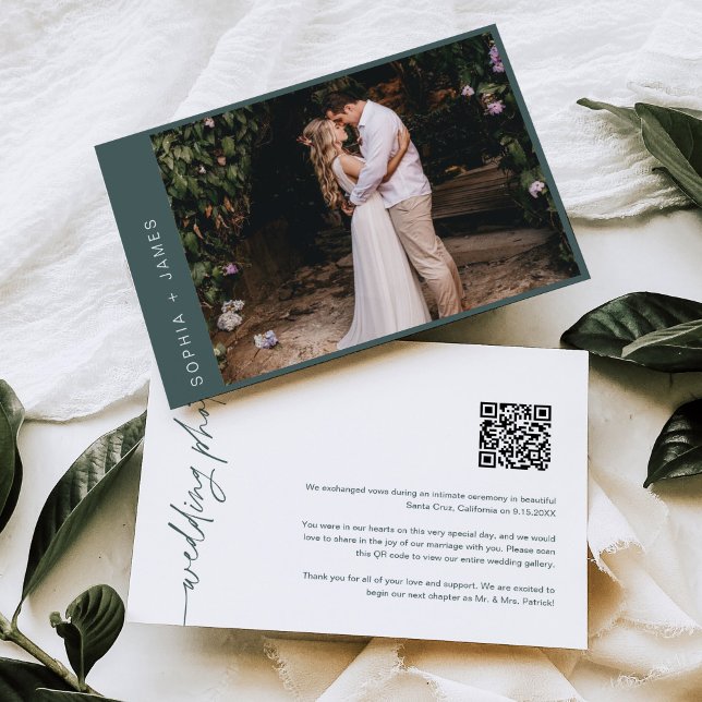 Anúncio de Casamento de Elopement Mínimo Evergreen (Criador carregado)