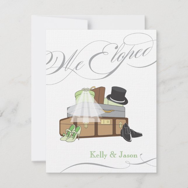 Anúncio de Casamento de Elopement - Verde (Frente)