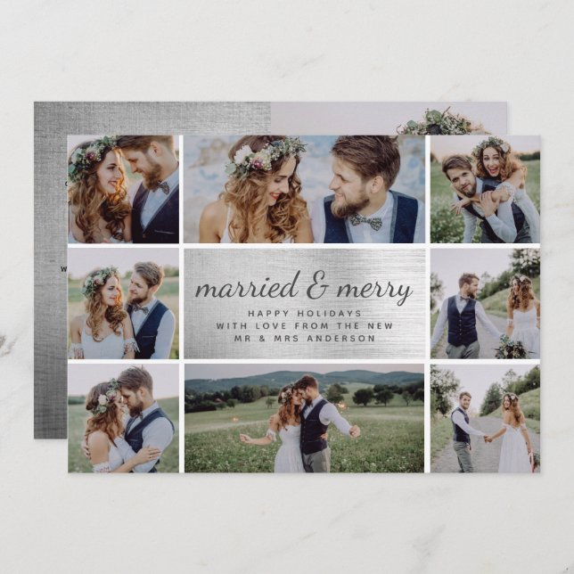 Anúncio de Casamento de Feliz e Silver Foil (Frente/Verso)