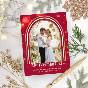 Anúncio de Casamento de Feriado de Arch e Feliz