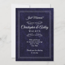 Anúncio de Casamento de Foto Bipartido Azul Marinh