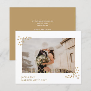 Anúncio de Casamento de Foto de Confetti Dourado O