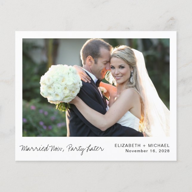 Anúncio de Casamento de Foto de Elopemento de Orça (Frente)