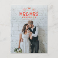 Anúncio de casamento de foto rústica de agradecime