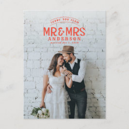 Anúncio de casamento de foto rústica de agradecime
