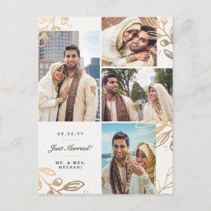 Anúncio de casamento de fotos Dourado Leaves 4